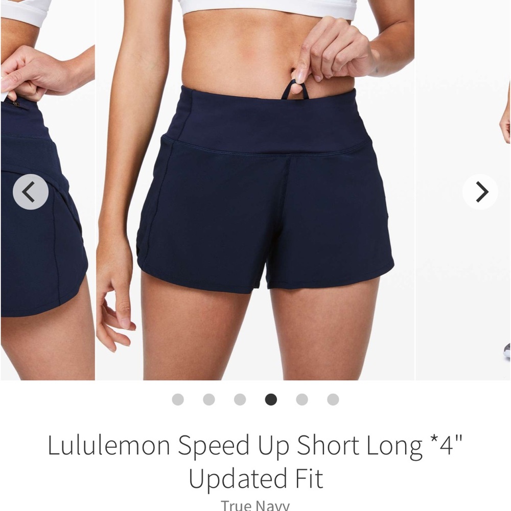 Lululemon Speed Up Short Long 4” Updated Fit True Navy Blue Size 4 - Picture 4 of 13